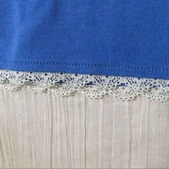 Talbots Shirt Women's Small Short Sleeve Cotton Lace Edging Blue - Picture 6 of 9